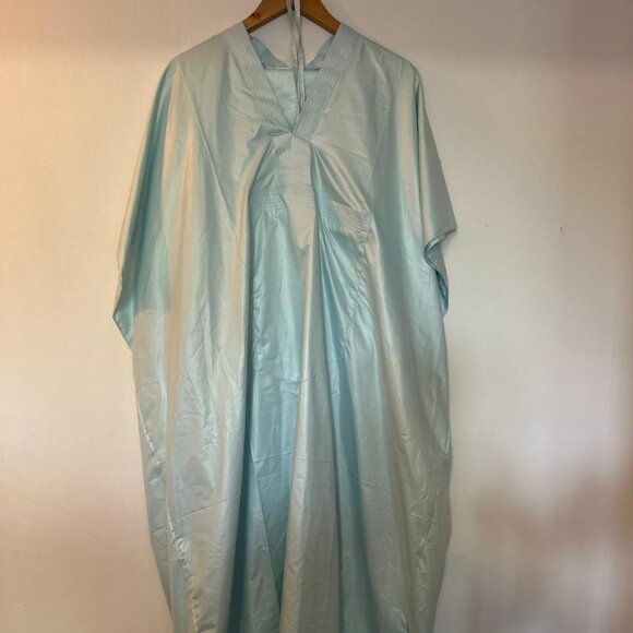 Robe Kaftan en Satin Vert D'eau - Picture 1 of 3
